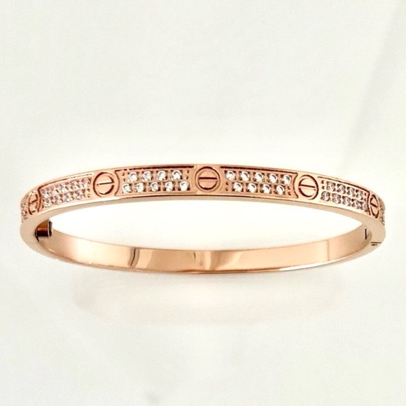Rose Gold Pavé Screw Bracelet Small model - Picture 1 of 9